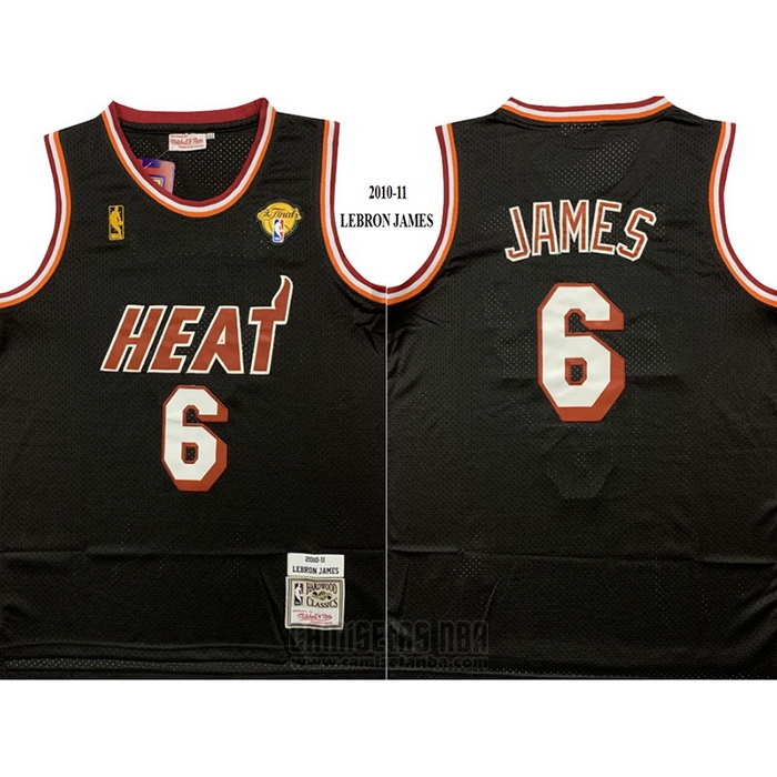 Camiseta Miami Heat LeBron James #6 Mitchell & Ness 2010-11 Negro